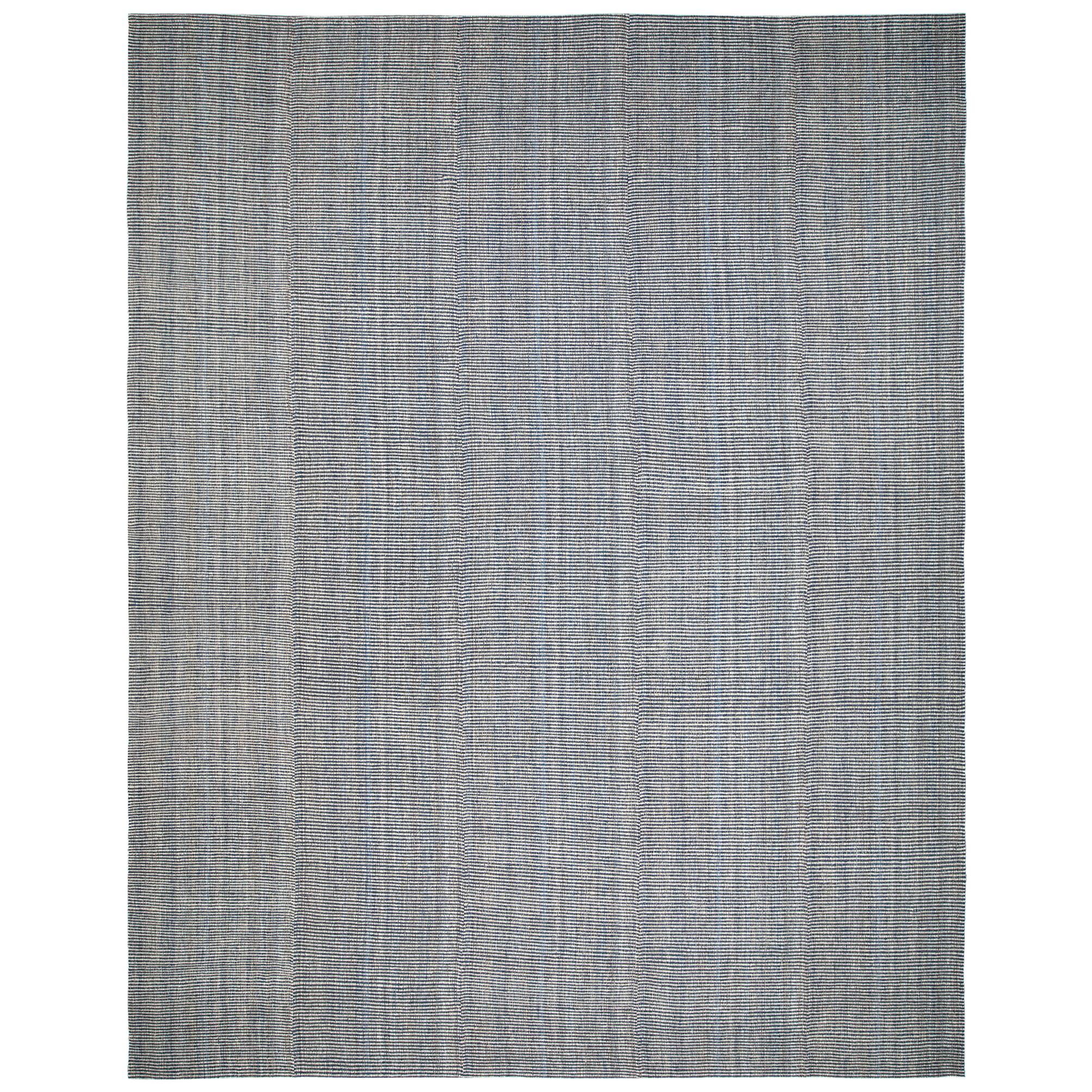 Pelas Handwoven Flatweave Textured Pattern Rug in Blue and Beige Color For Sale