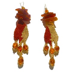 Used Pele Amber and Gold Earring
