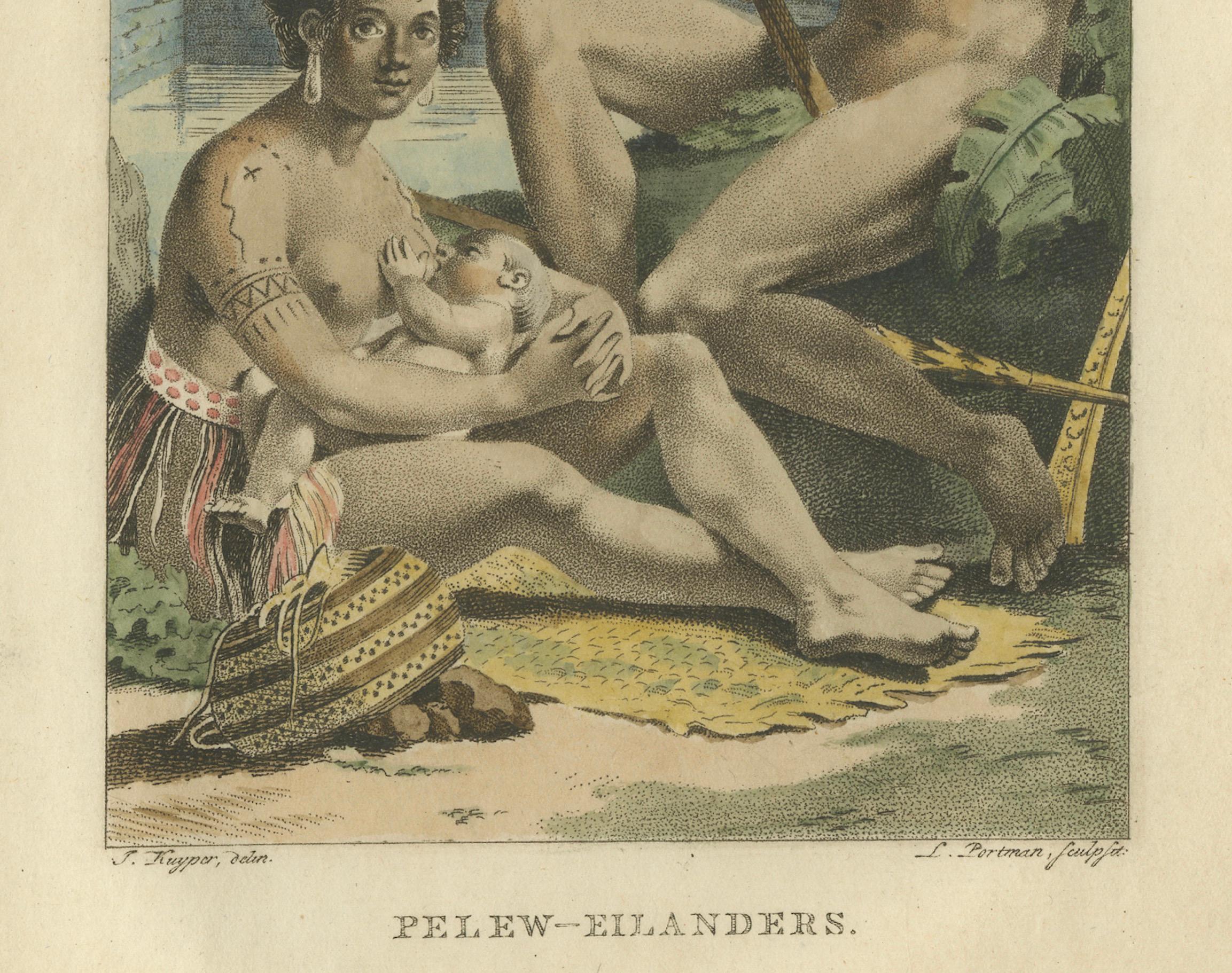 Pelew-Eilanders - Antiker handkolorierter Kupferstich von Palau (um 1800)

Ein fein handkolorierter ethnografischer Stich aus dem frühen 19. Jahrhundert mit dem Titel 