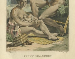 Pelew-Eilanders – Antique Hand-Colored Engraving of Palau (c.1800)
