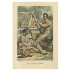 Pelew-Eilanders – Antique Hand-Colored Engraving of Palau (c.1800)