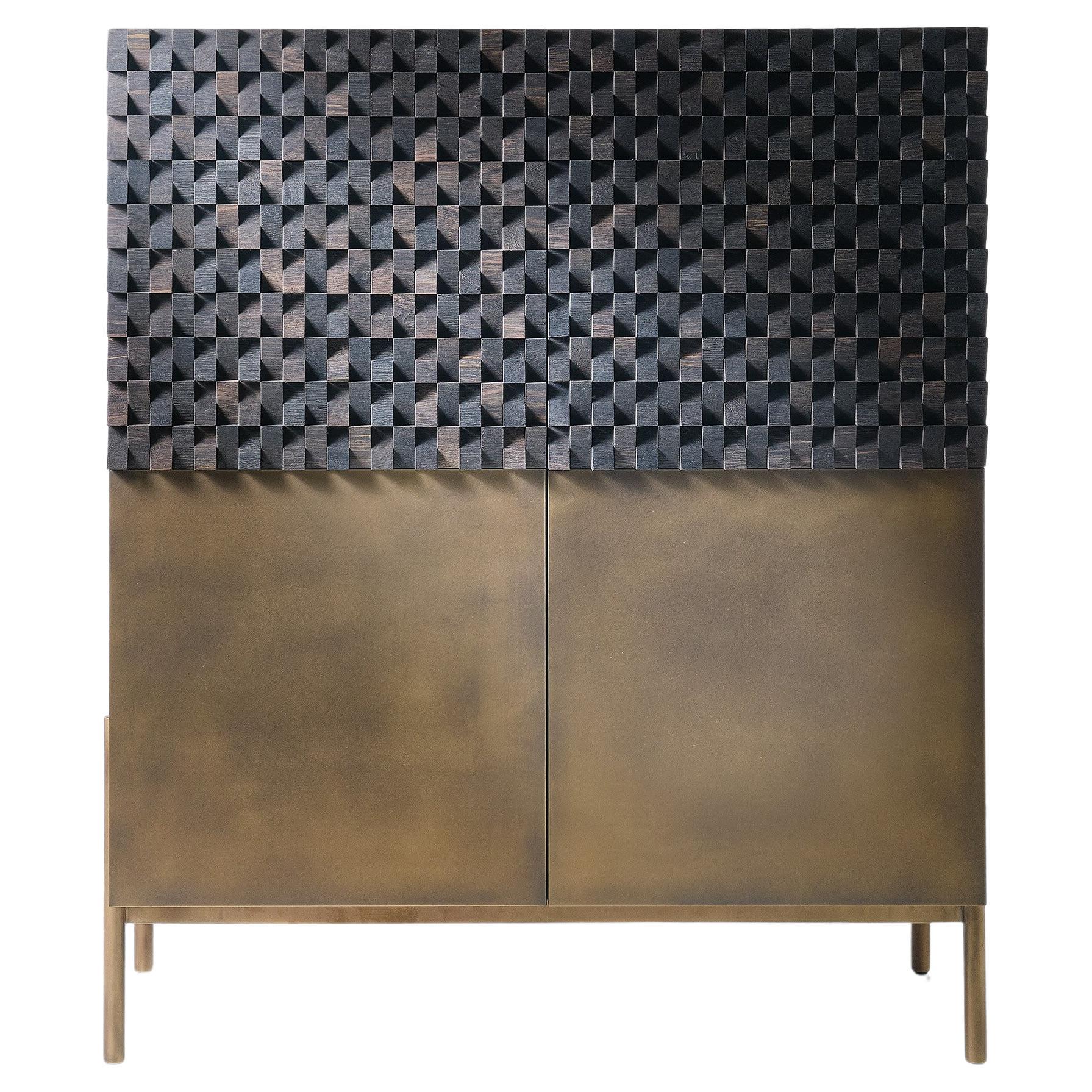 PELIA BRASS - Mobile bar in rovere fossile For Sale