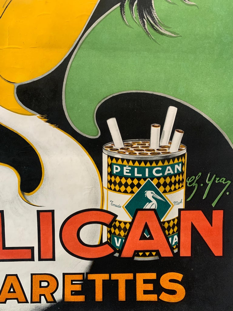 Pelican Cigarettes Original Advertising Vintage Poster, Circa 1920 at  1stDibs