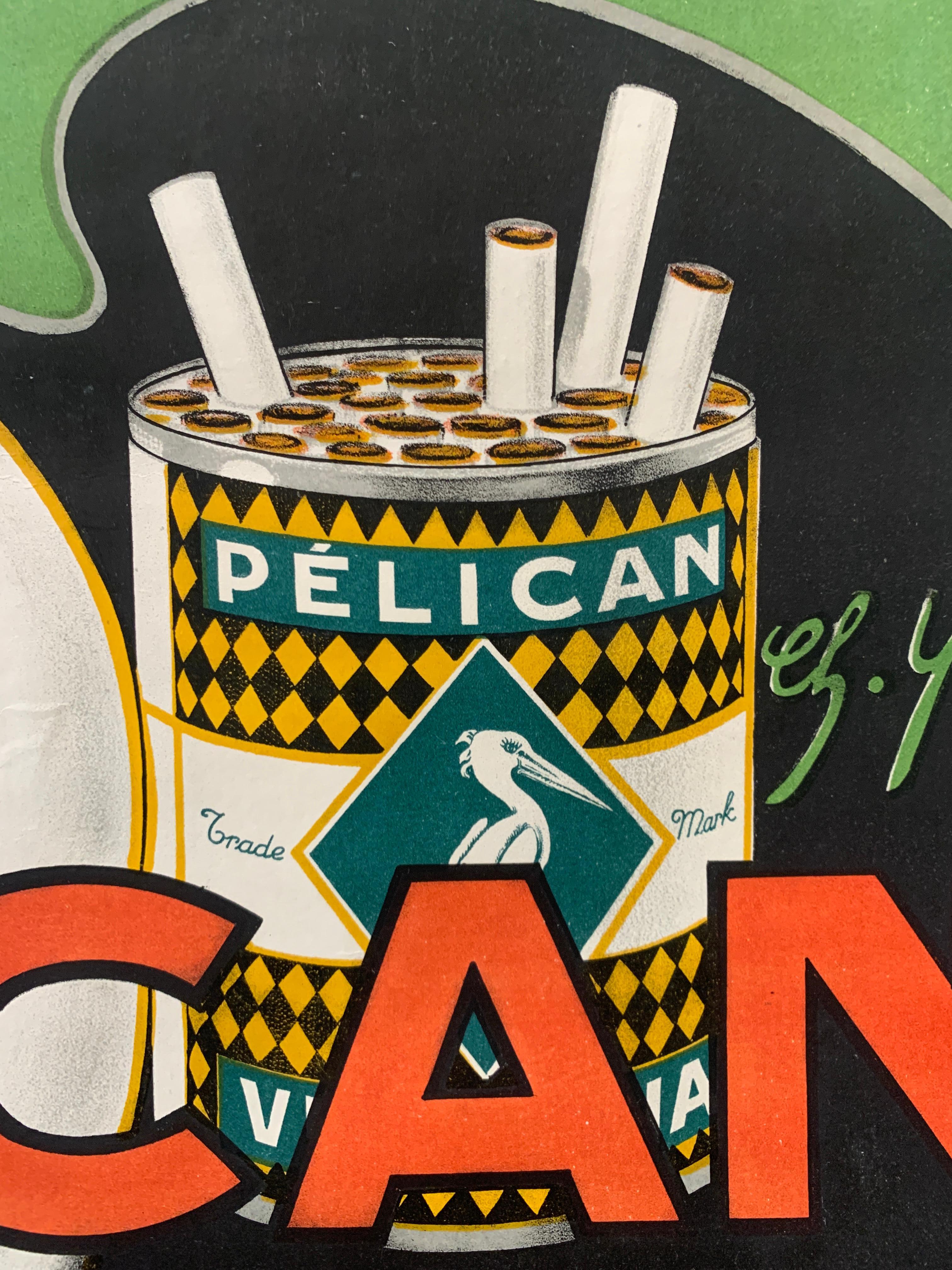 Pelican Cigarettes Original Advertising Vintage Poster, Circa 1920 Bon état à Melbourne, Victoria