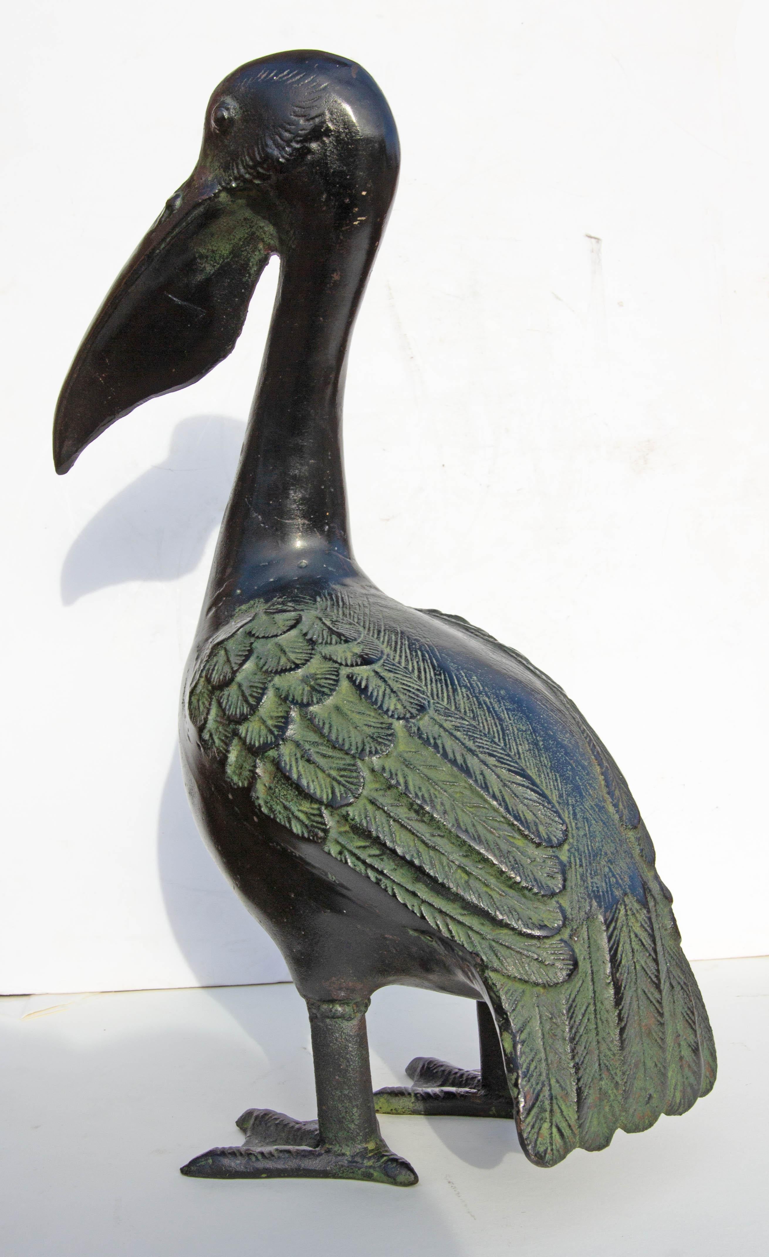 Mid-Century Modern Pelican Sculpture Cast Iron