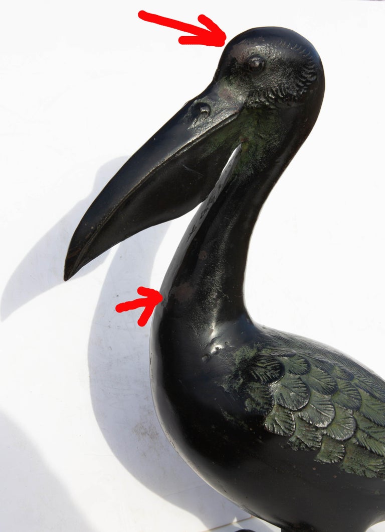 Pelican Sculpture Cast Iron For Sale at 1stDibs