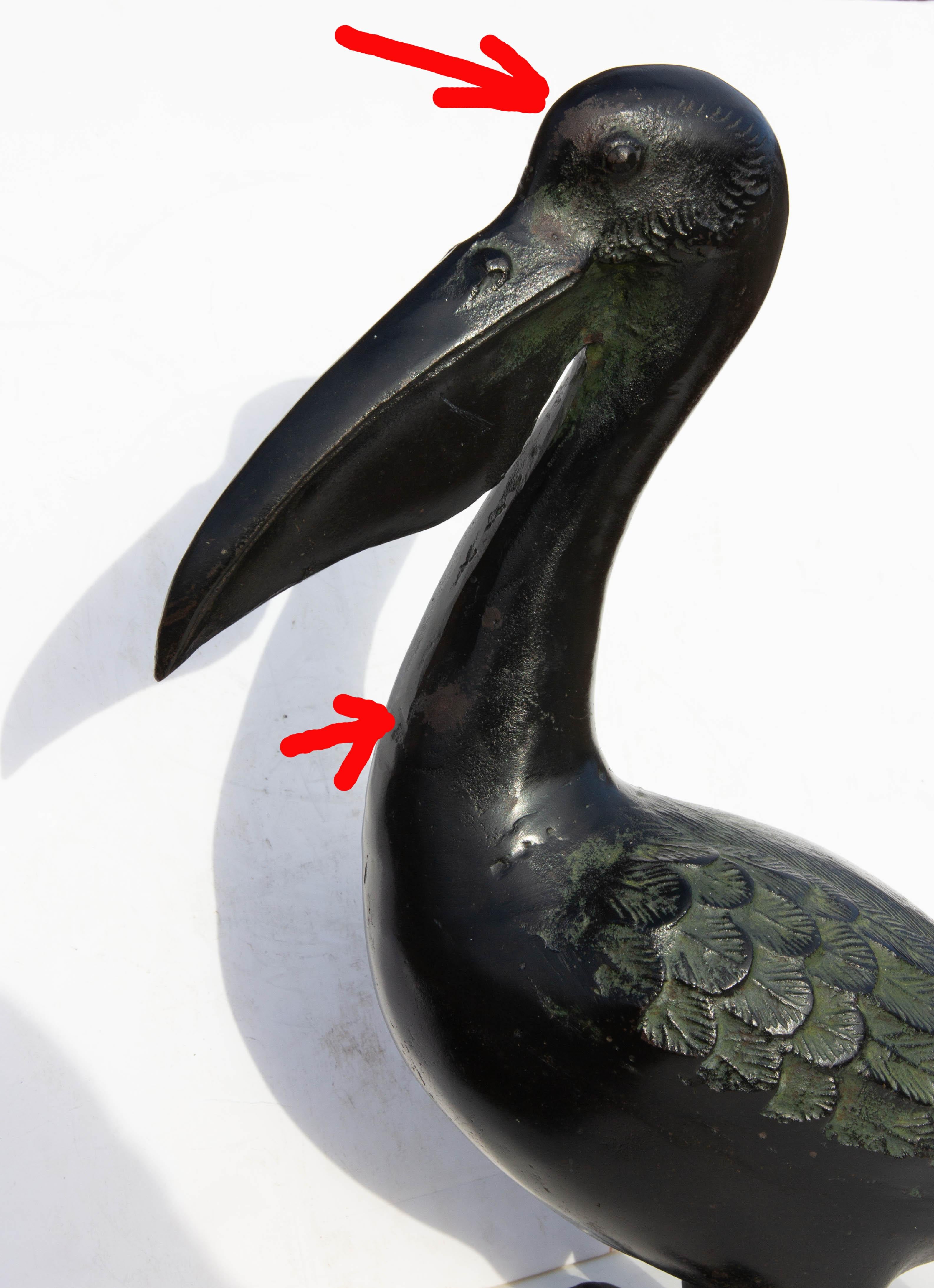 Japanese Pelican Sculpture Cast Iron