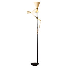 'Pelikan' Floor lamp in Brass and Lacquered Steel by J.T. Kalmar, Austria 1950s