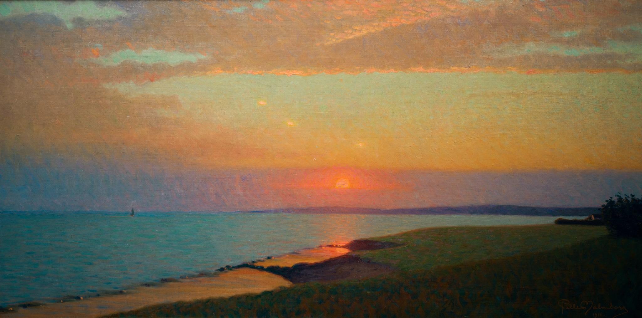 Skälderviken at Sunset, 1916, By Swedish Artist Pelle Malmborg 1