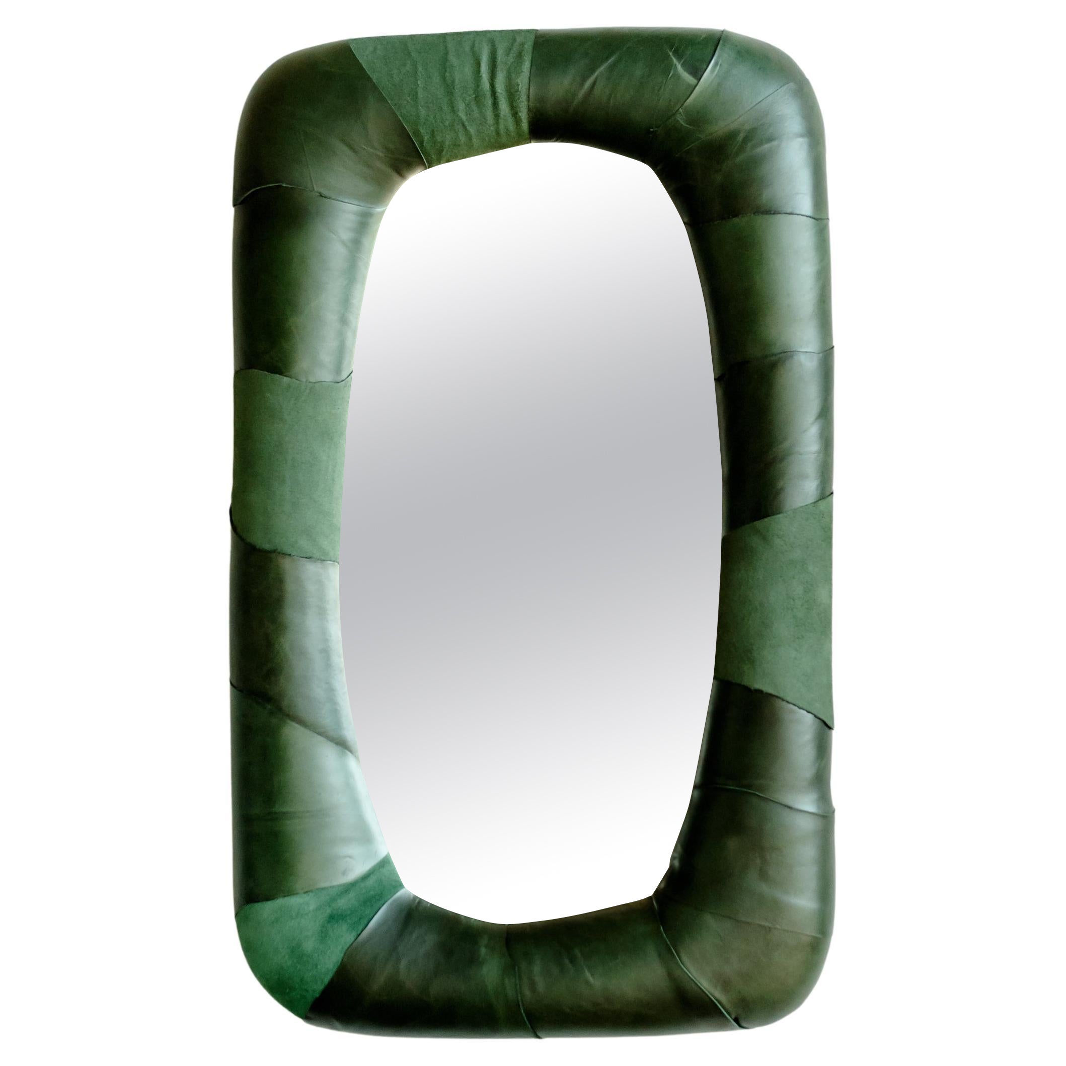Pelle mirror by Danilo Vale – size S – with a leather upholstered frame