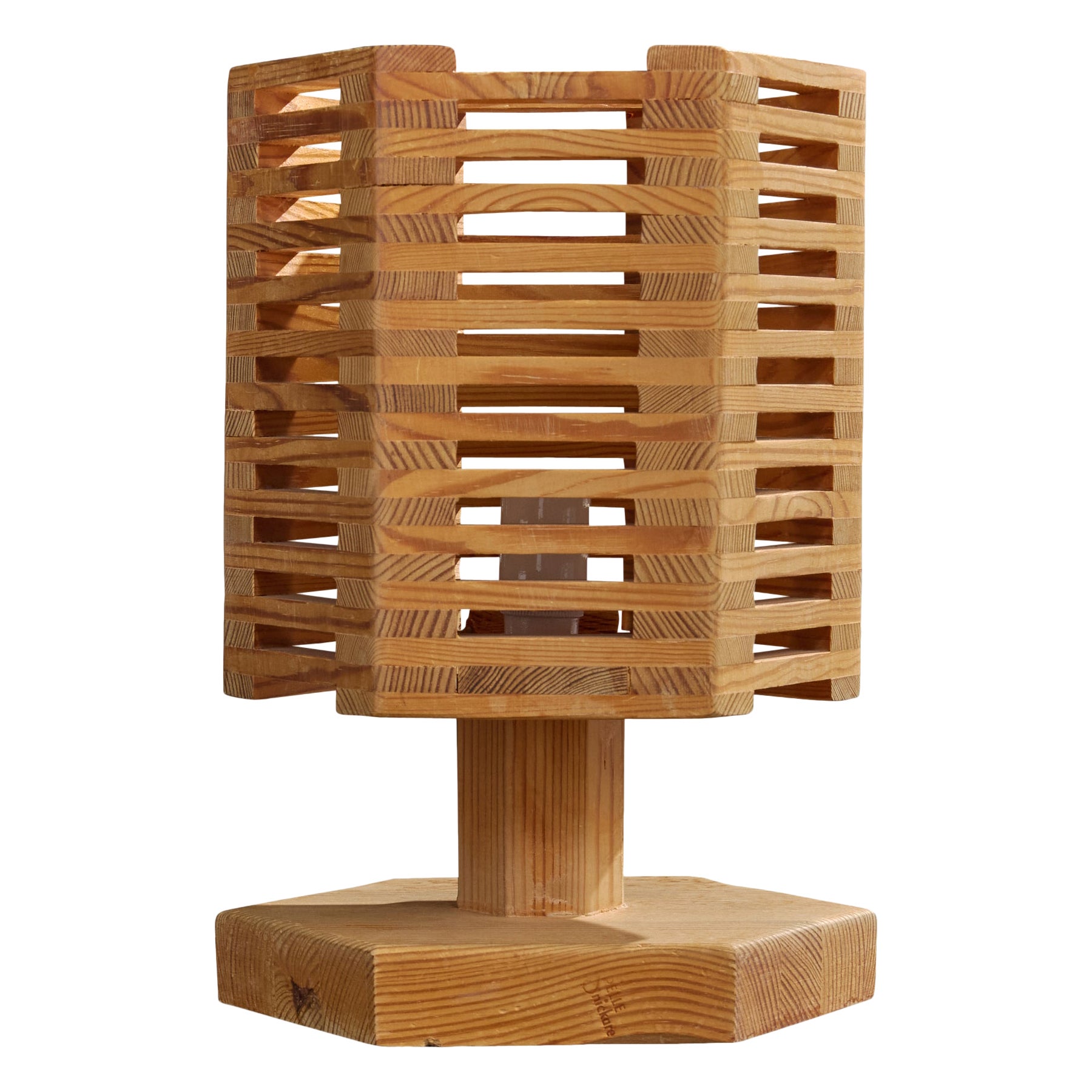 Pelle Snidare, Table Lamp, Pine, Sweden, 1970s