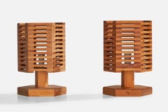 Pelle Snidare, Table Lamps, Pine, Sweden, 1970s