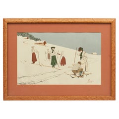 Pellegrini Winter Scene, Lady Skiers