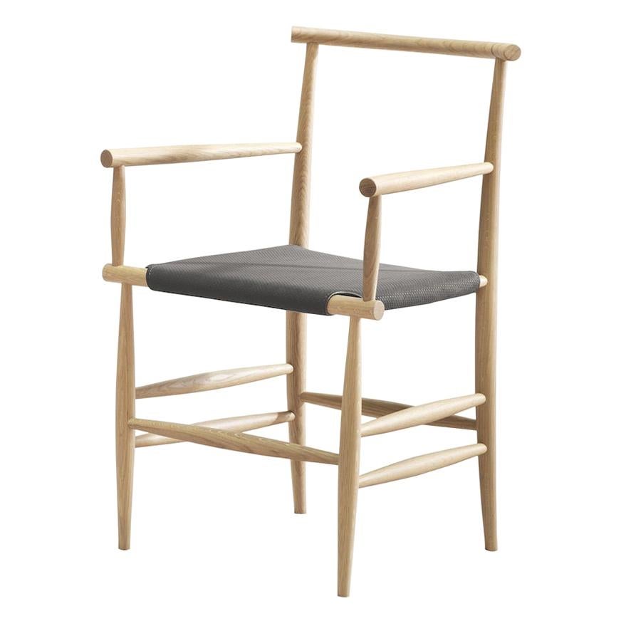For Sale: Gray (Sponge Dark Gray) Pelleossa Armchair in Beech & Upholstered Seat, by Francesco Faccin