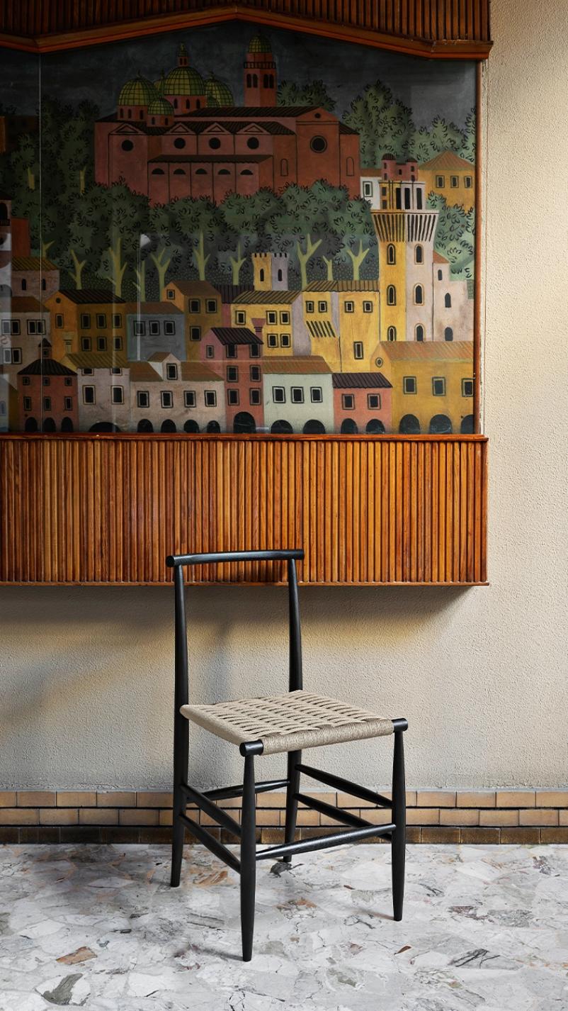 Sessel Pelleossa aus schwarzem Holz:: gepolsterter Sitz:: von Francesco Faccin im Angebot 13