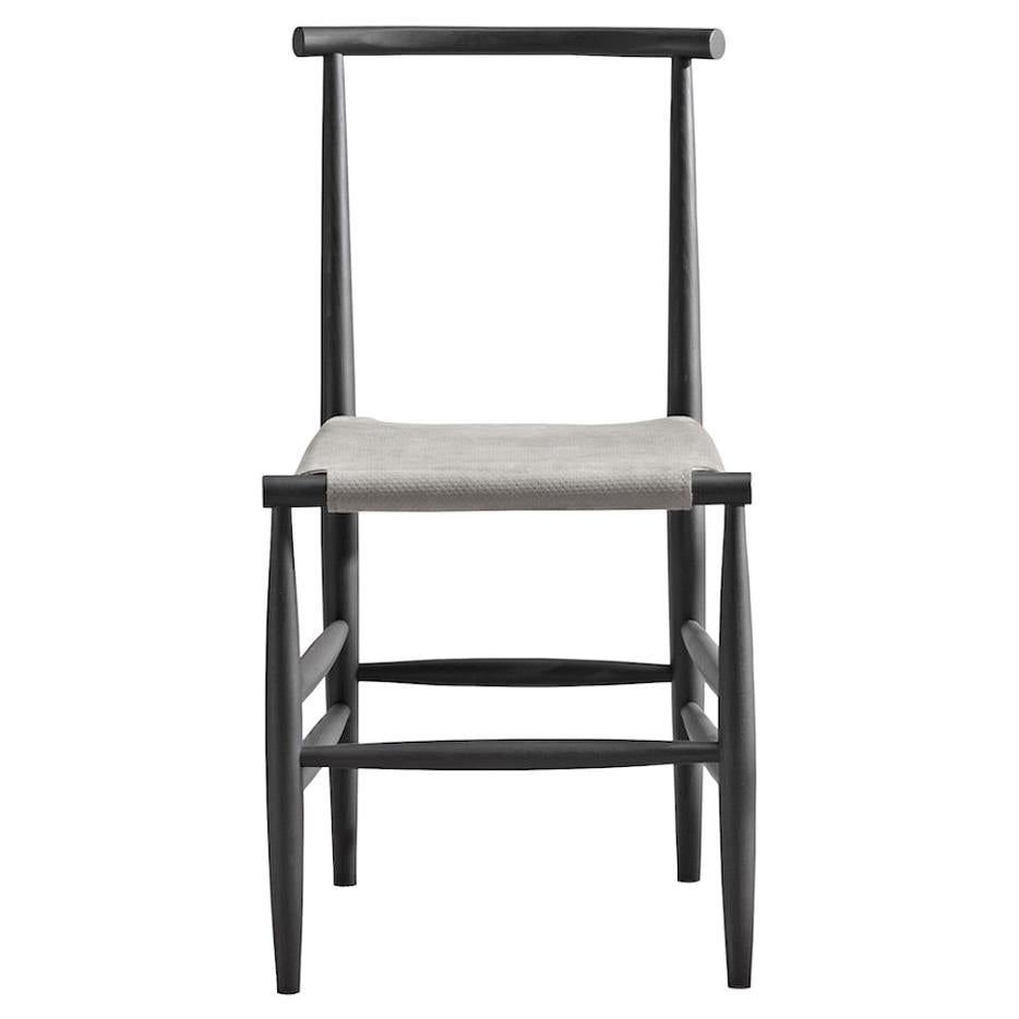 For Sale: Gray (Sponge Gray) Pelleossa Chair in Black Wood, Upholstered Seat, by Francesco Faccin