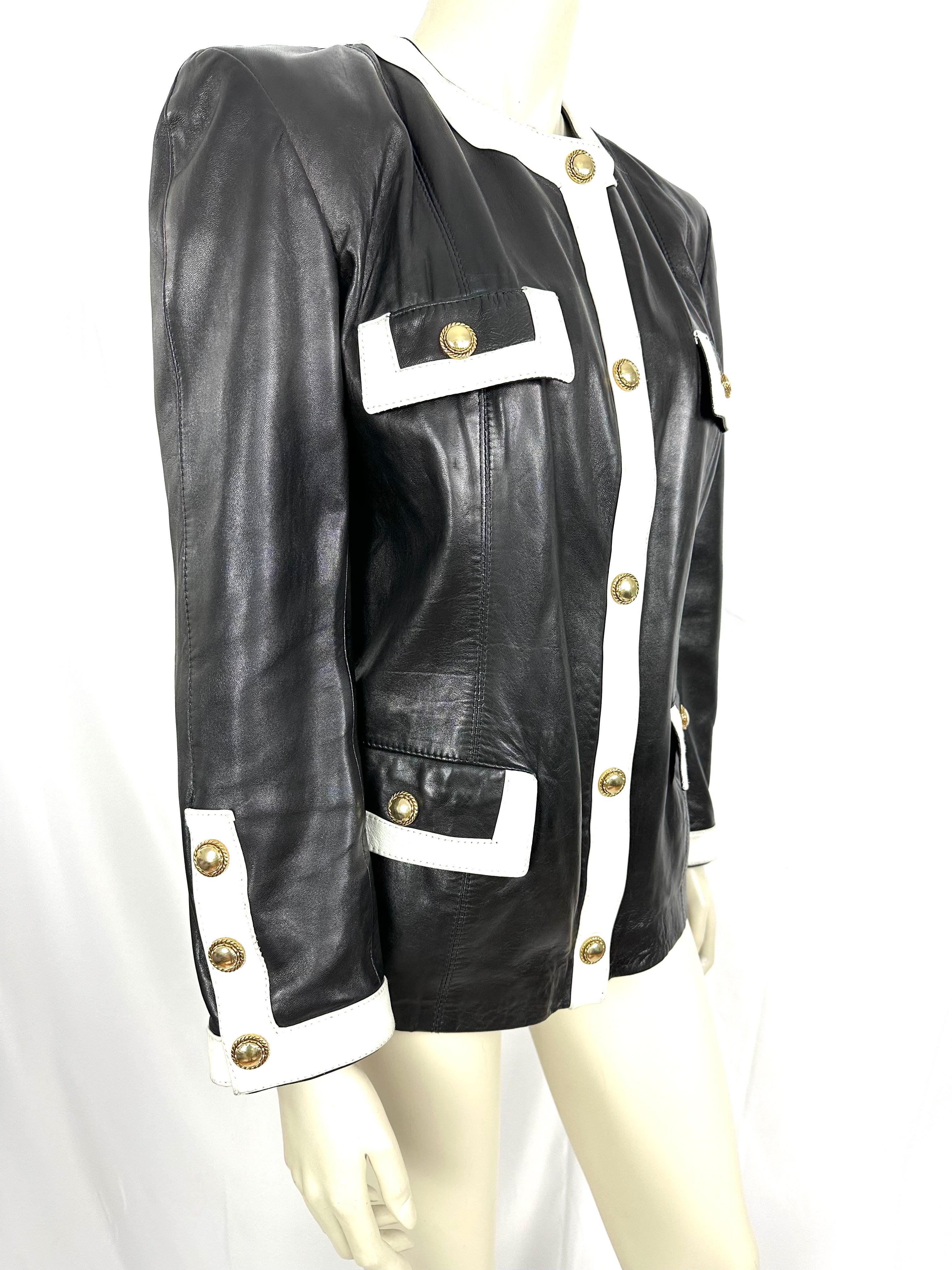 Pellessimo vintage black and white lamb leather jacket at