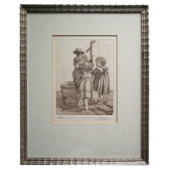 PELLETIER - 45/150 - Antique Sepia Engraving - Silver Gilt Frame - Circa 1874