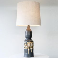 Pelletier Baluster Dark Ceramic Lamp, Custom Made Silk Lampshade by R. Houben