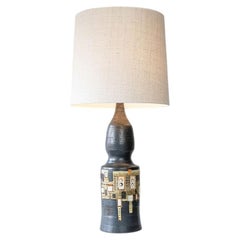 Pelletier Baluster Dark Ceramic Lamp, Custom Made Silk Lampshade by R. Houben