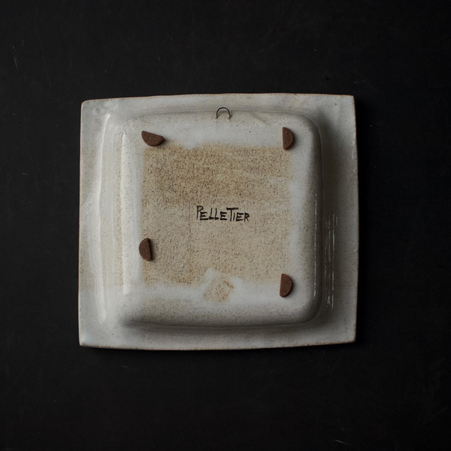 Pelletier Ceramic Vide-Poche or Decorative Dish in Off-White and Gold, France 2