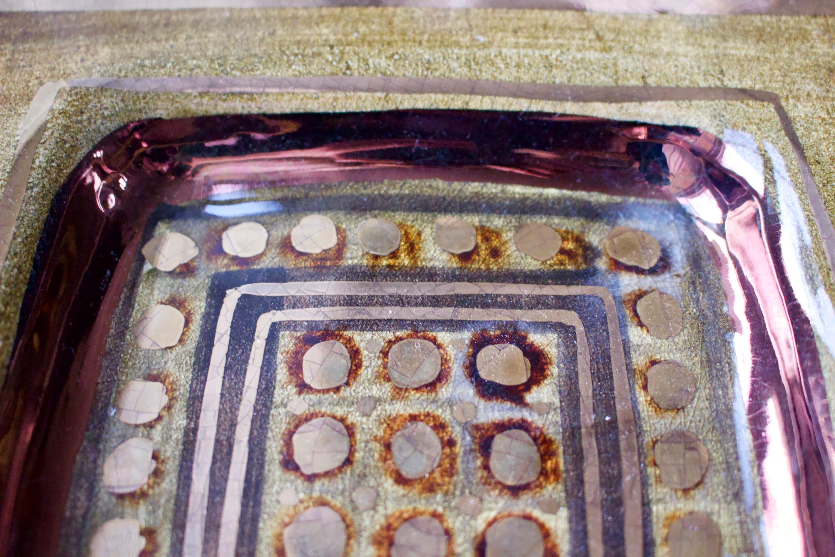 20th Century Pelletier Ceramic Vide-Poche or Decorative Plate in Deep Gold Tones, France
