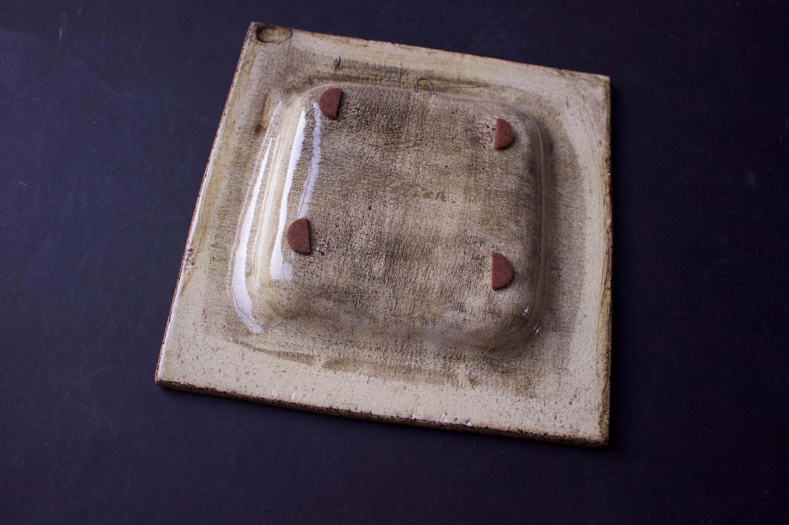 Pelletier Ceramic Vide-Poche or Decorative Plate in Deep Gold Tones, France 1