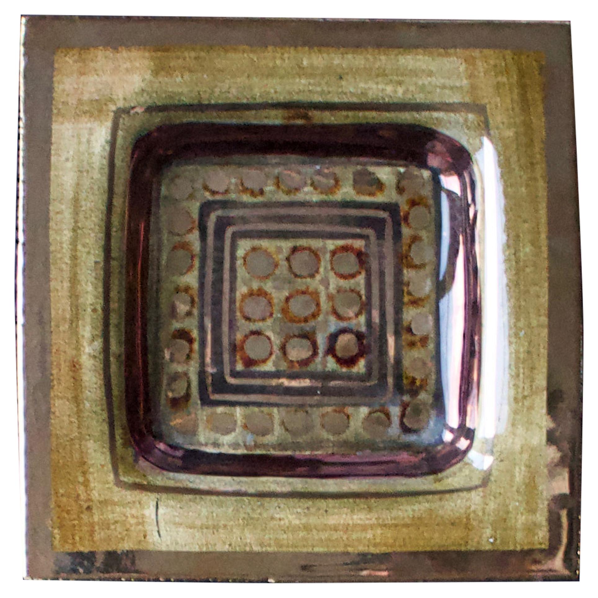 Pelletier Ceramic Vide-Poche or Decorative Plate in Deep Gold Tones, France