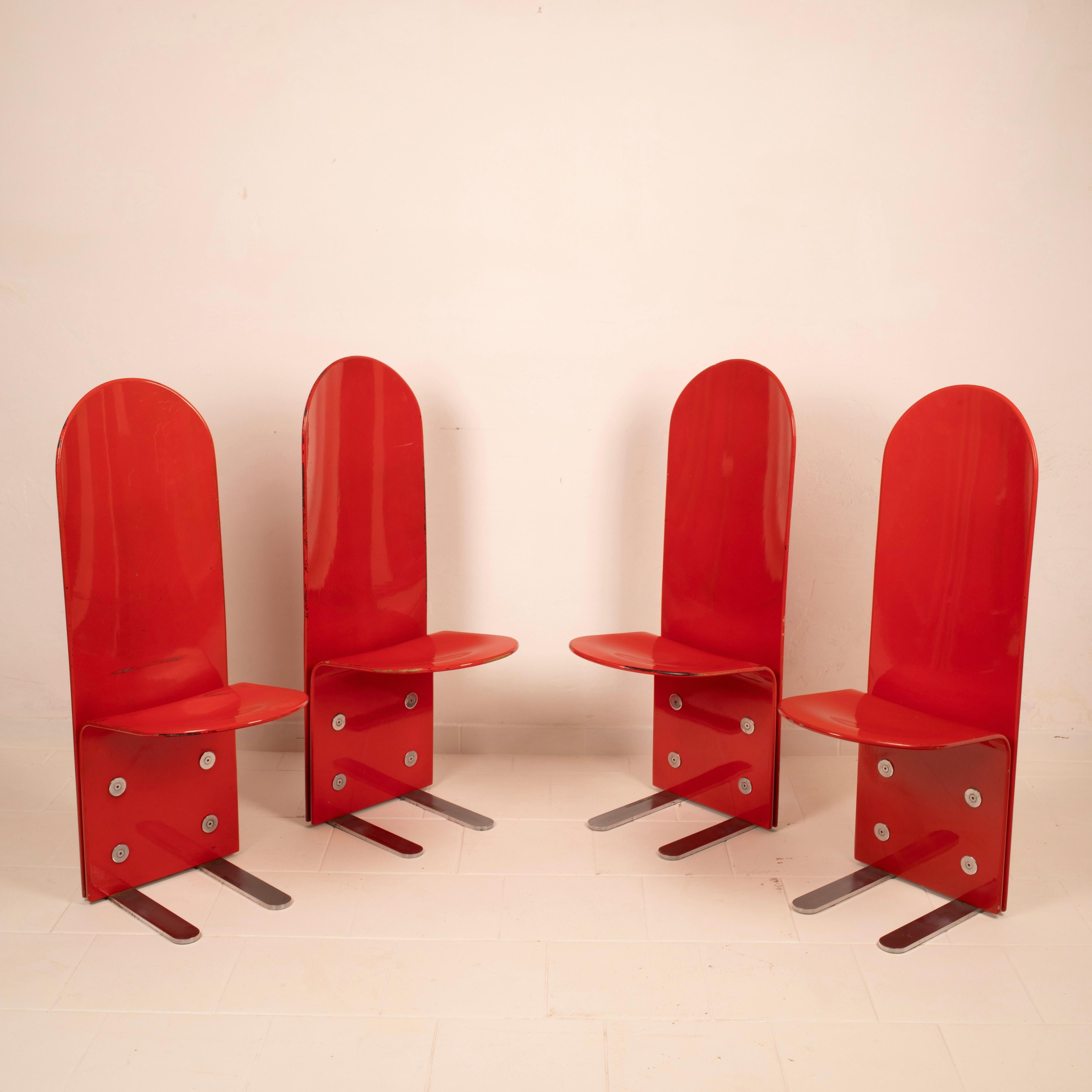 Metallo Pellicano Chairs by Luigi Saccardo for Arrmet, 1975 in vendita