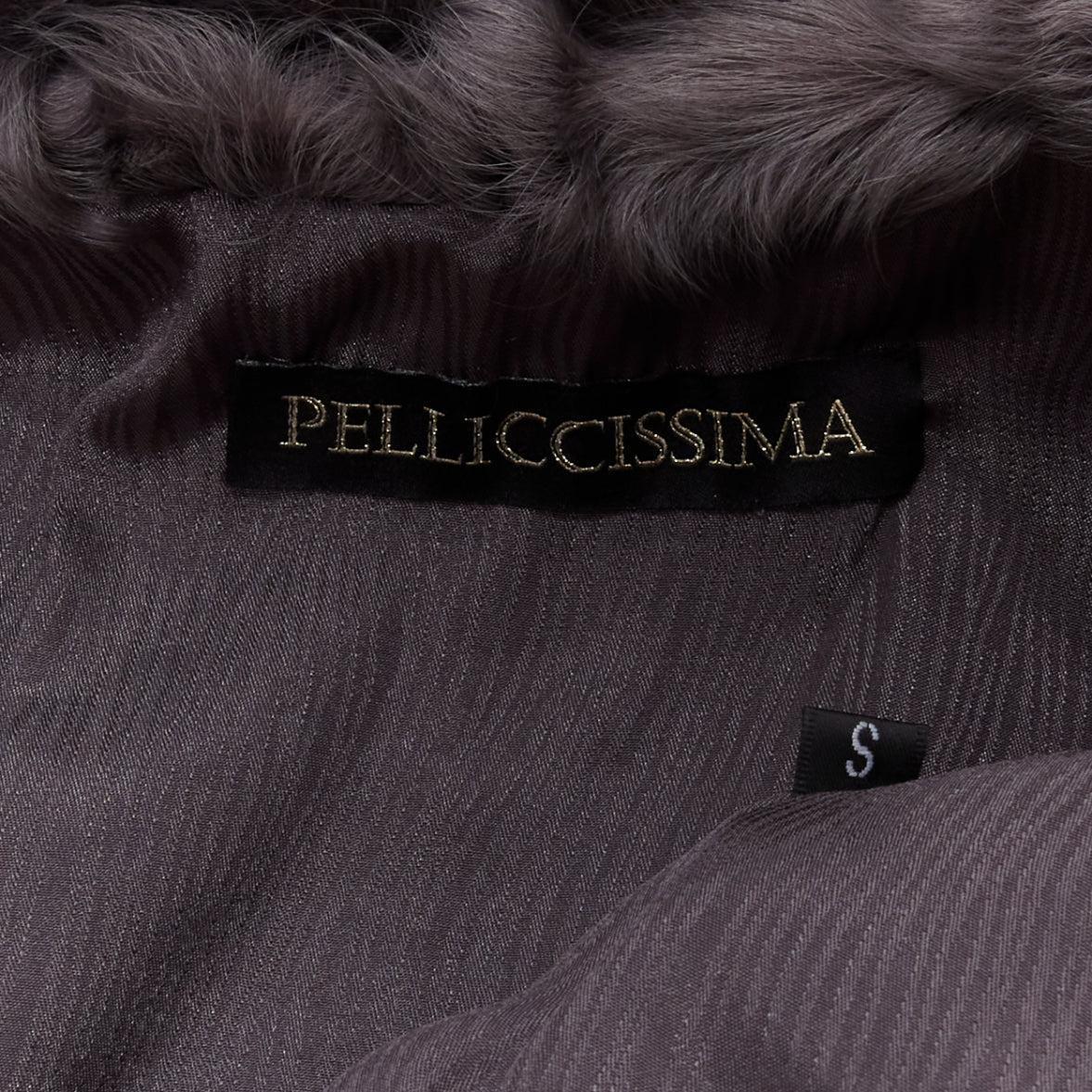 PELLICCISSIMA grey Astrakhan fur collar sleeveless winter vest jacket S For Sale 4