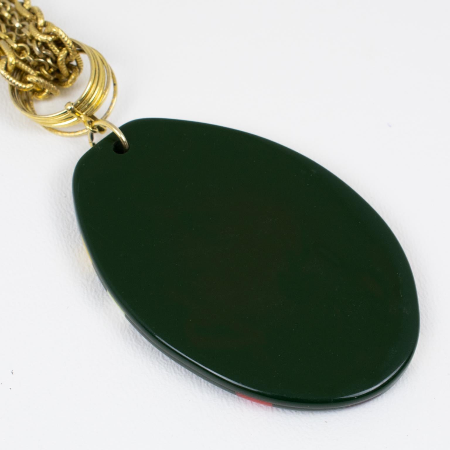 Donatella Pellini Collier doré avec pendentif sculpté géométrique en vente 1