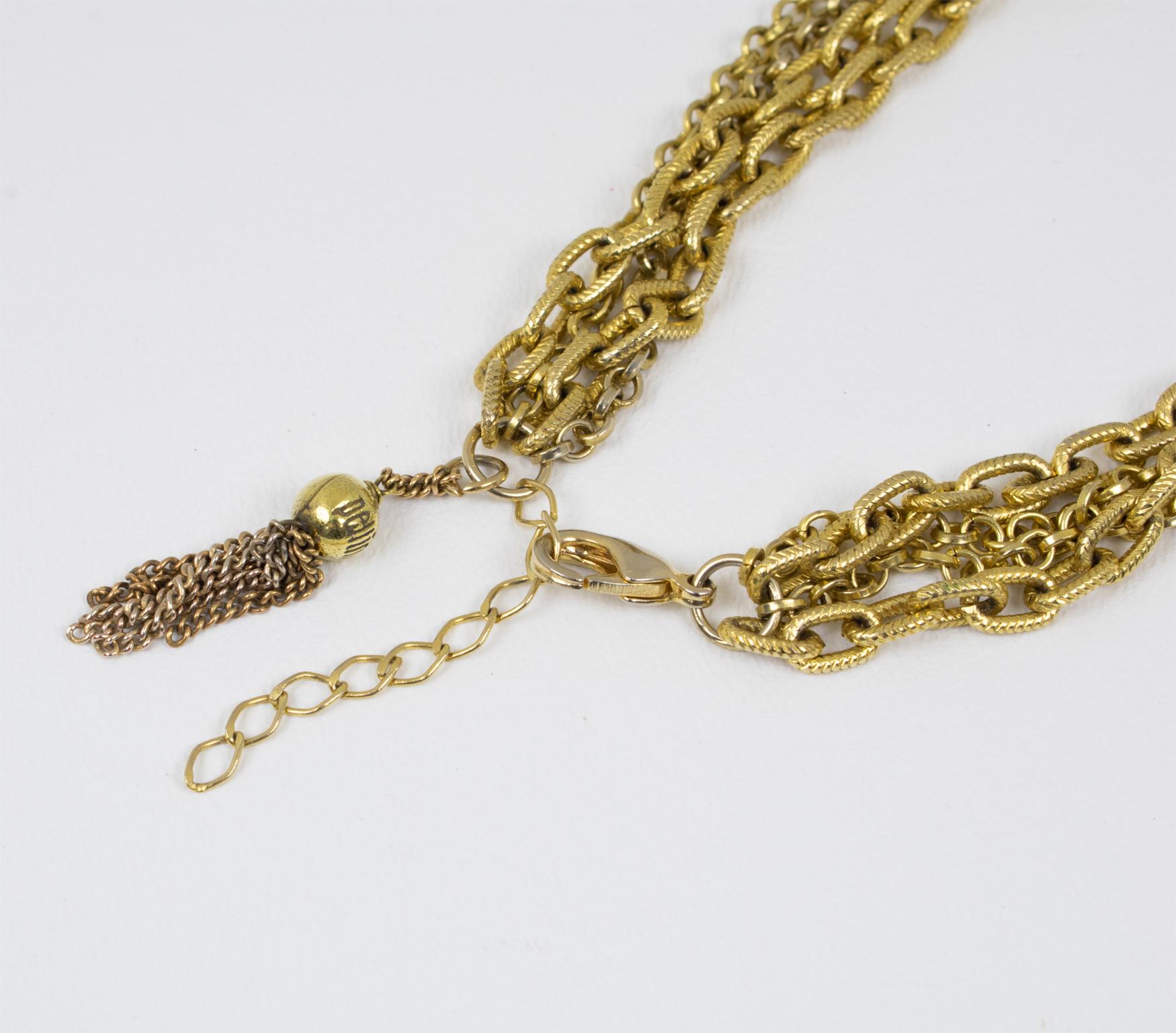 Pellini Italy Gilt Metal Necklace with Memphis Multicolor Lucite Pendant For Sale 2