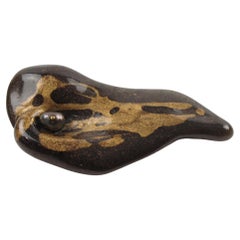 Pellini Modernist Brooch Brown Swirl Resin and Black Pearl