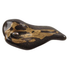 Pellini Modernist Pin Brooch Brown Resin and Pearl
