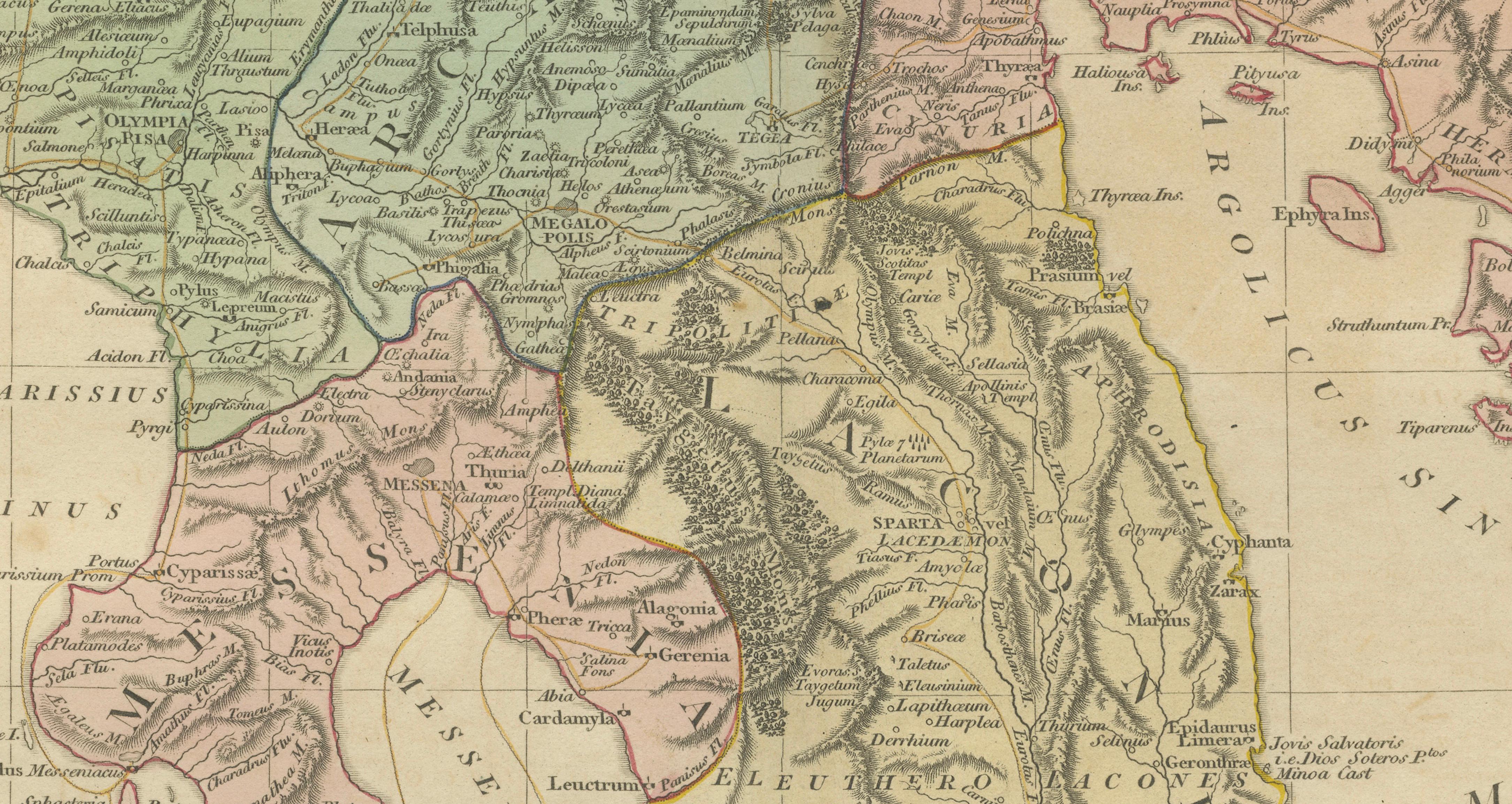 Peloponnesus Classical Map — Travels of Anacharsis Greece, Wilkinson c1818