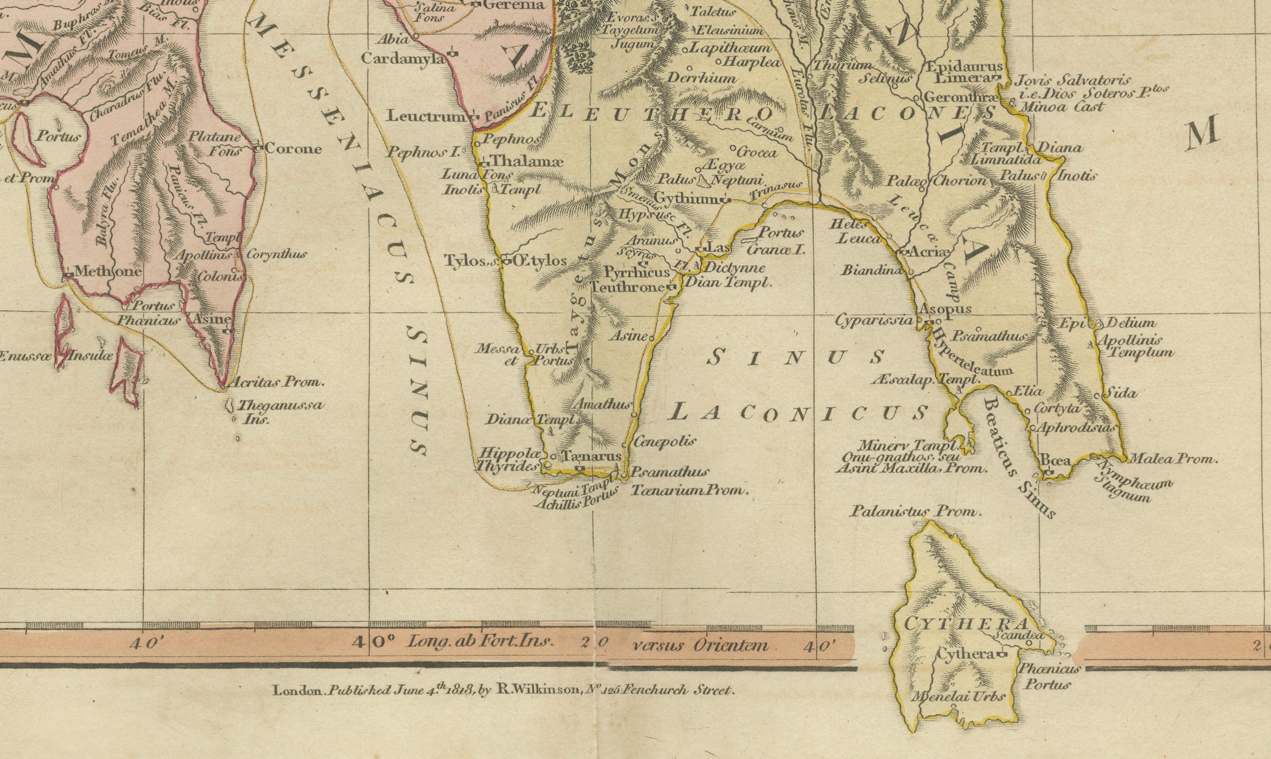 Peloponnesus Classical Map — Travels of Anacharsis Greece, Wilkinson c1818
