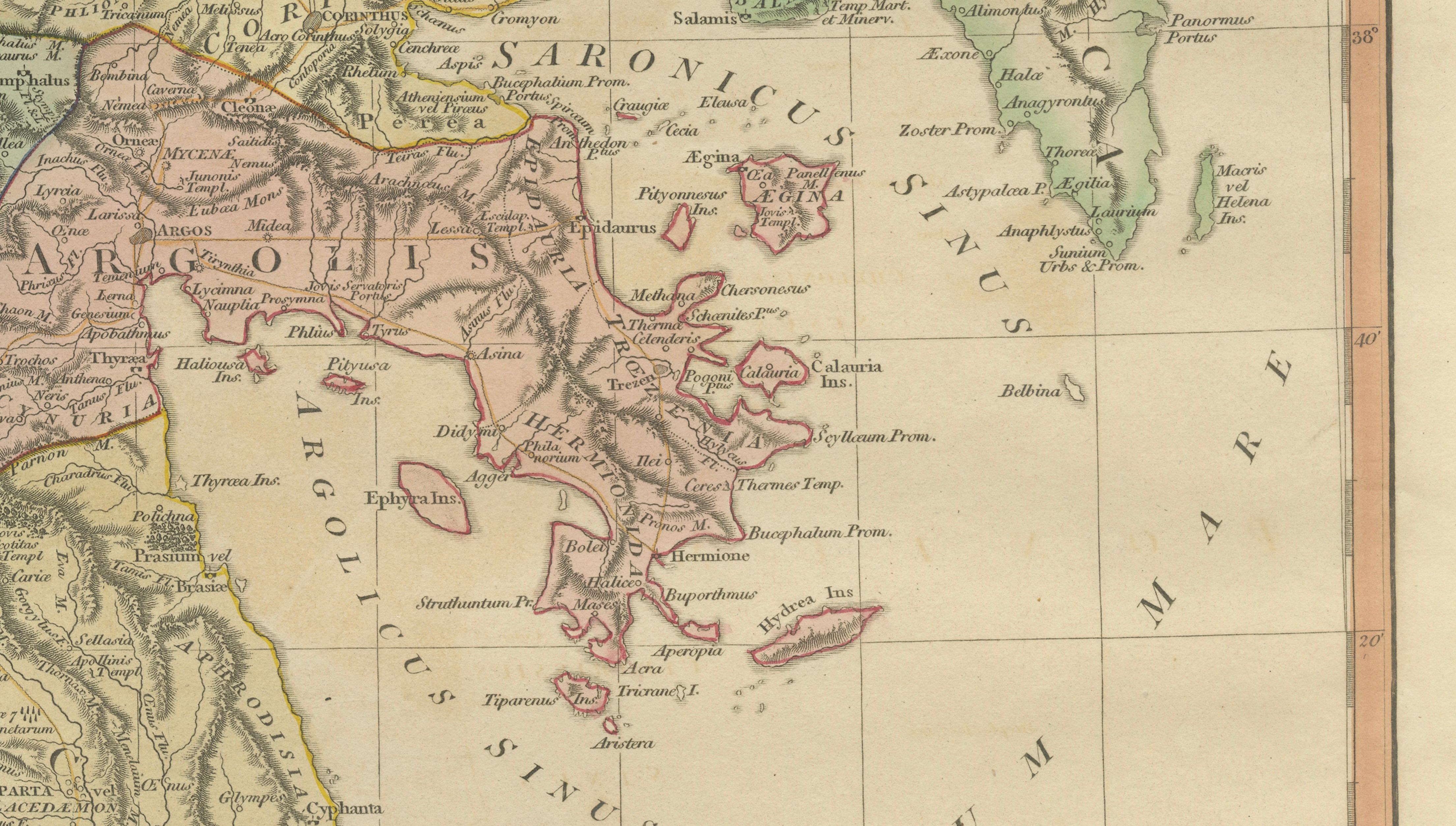 Peloponnesus Classical Map — Travels of Anacharsis Greece, Wilkinson c1818