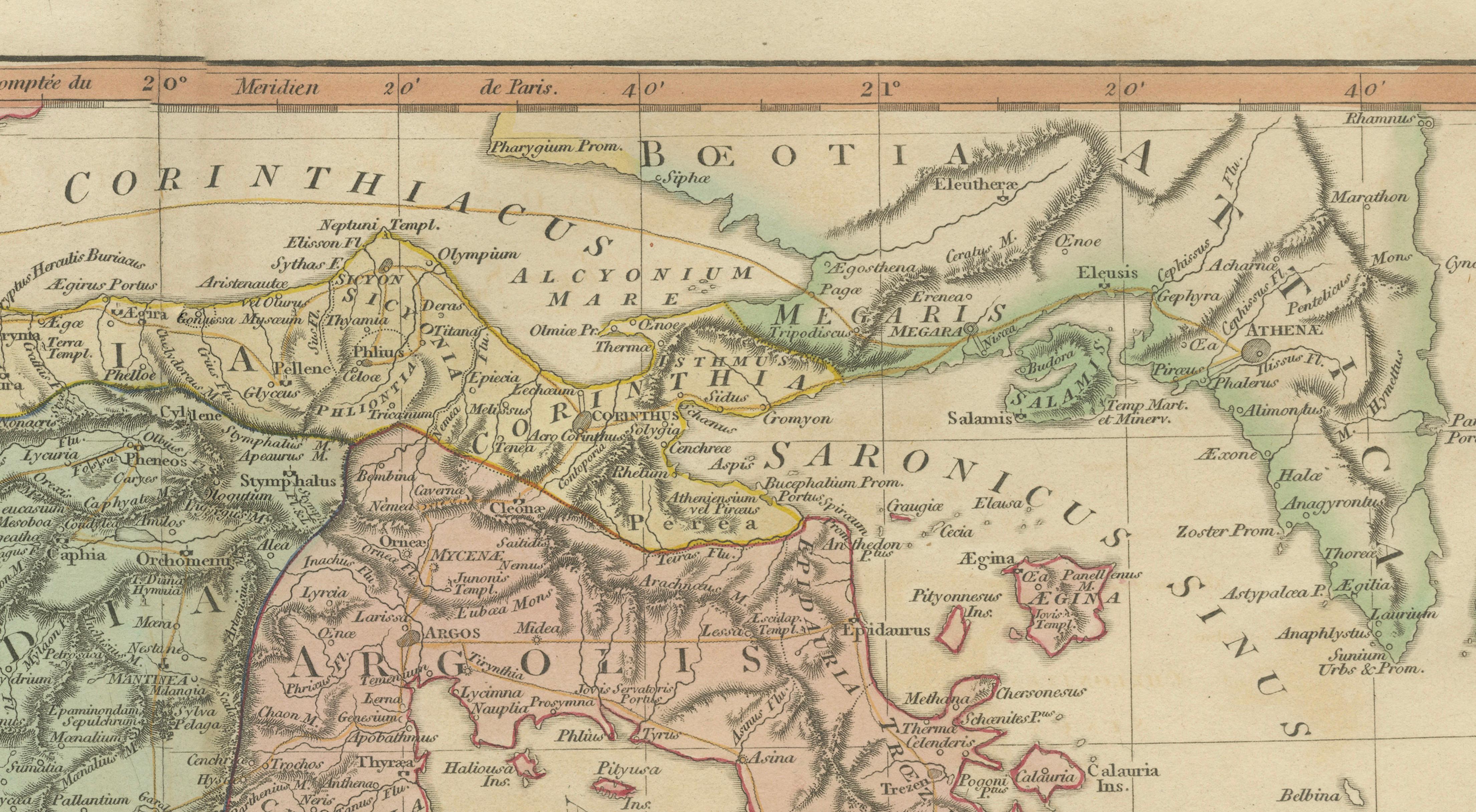 Peloponnesus Classical Map — Travels of Anacharsis Greece, Wilkinson c1818