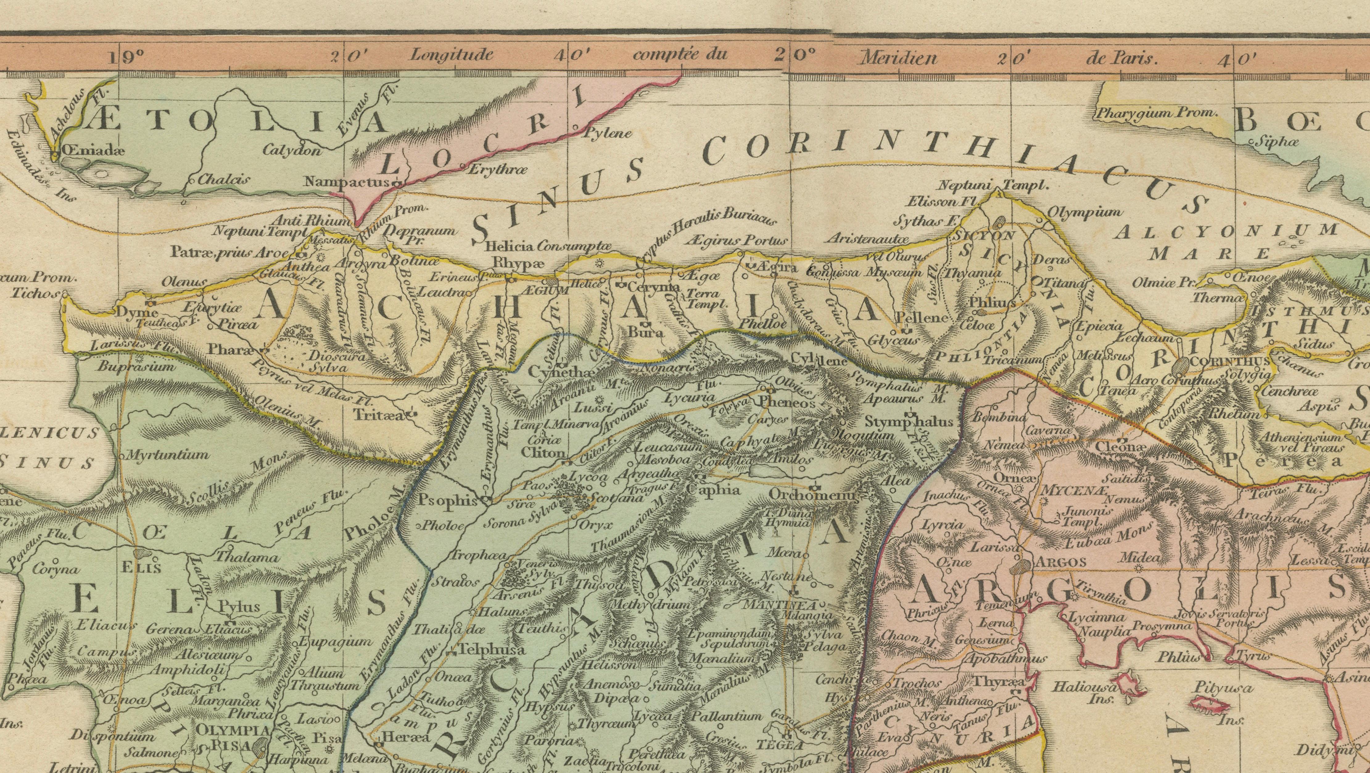 Peloponnesus Classical Map — Travels of Anacharsis Greece, Wilkinson c1818