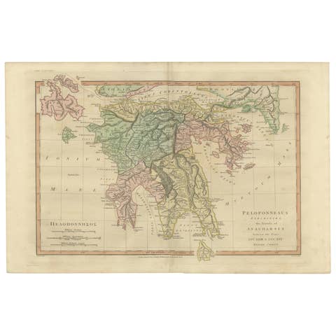 Peloponnesus Classical Map — Travels of Anacharsis Greece, Wilkinson c1818