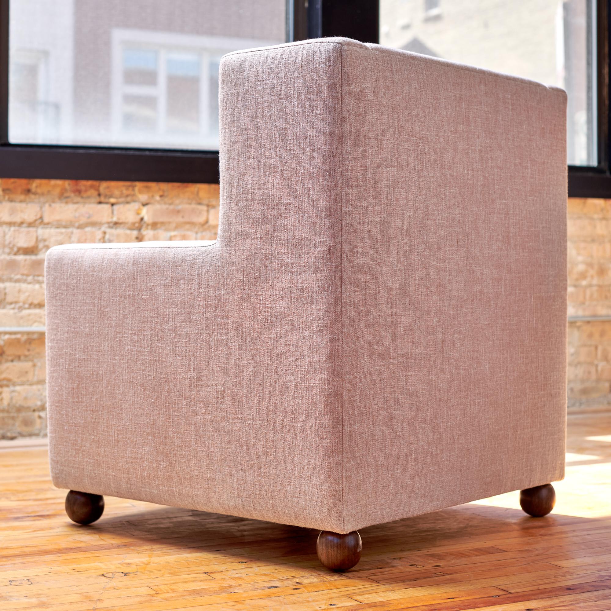 Pink Pelota Lounge Chair with Walnut Feet  Gil Melott Bespoke For Sale 1