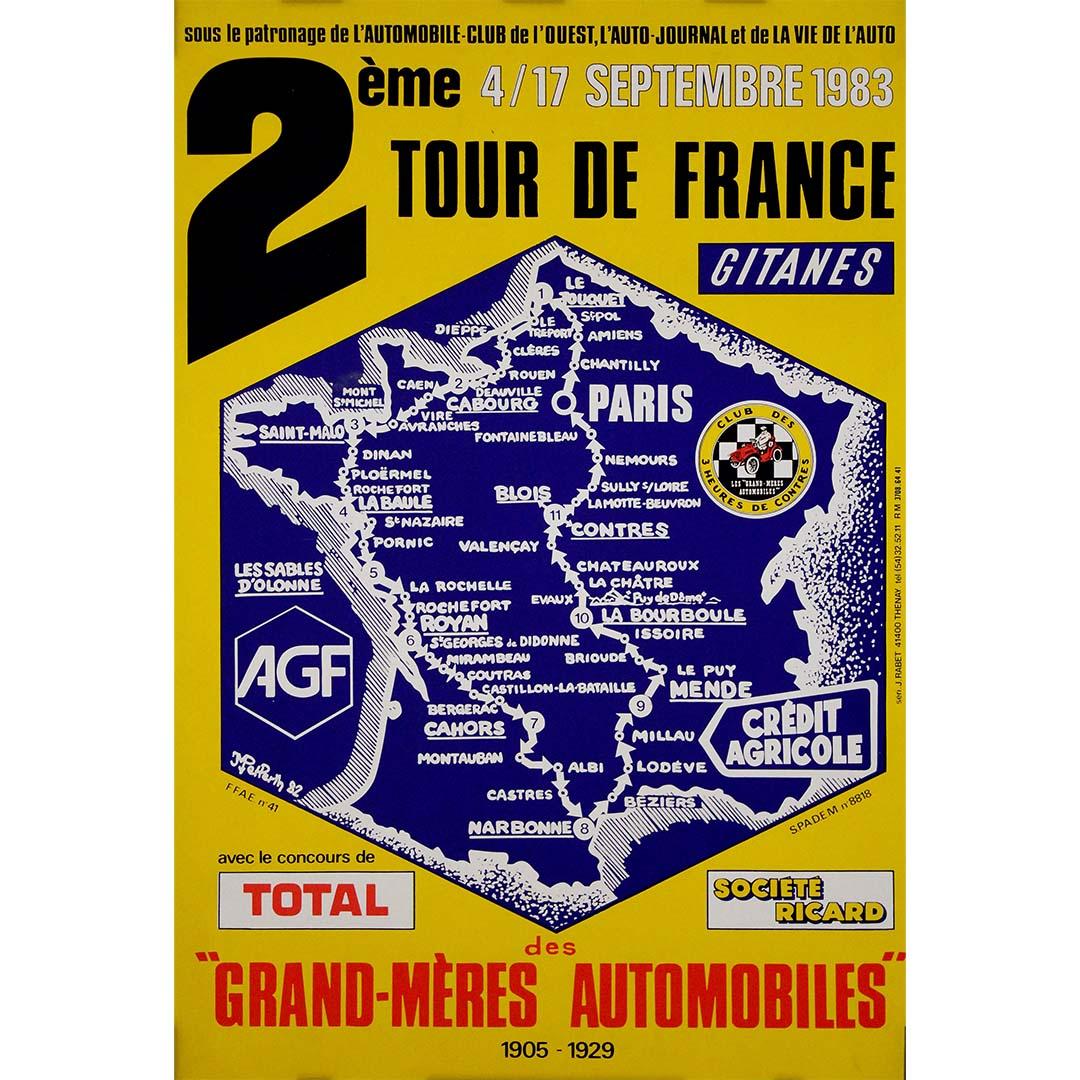 Affiche originale de 1983 pour le 2e Tour de France des "Grand-mères automobiles"