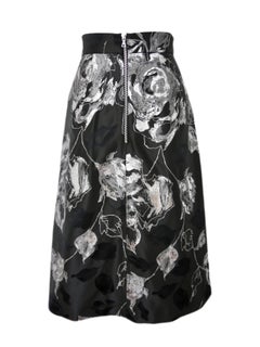 Pelush Black and Silver Floral Brocade Skirt -Small