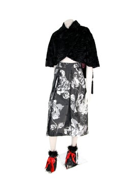 Pelush Black Astrakhan Faux Fur Cape With Tassels - Reversible S/M