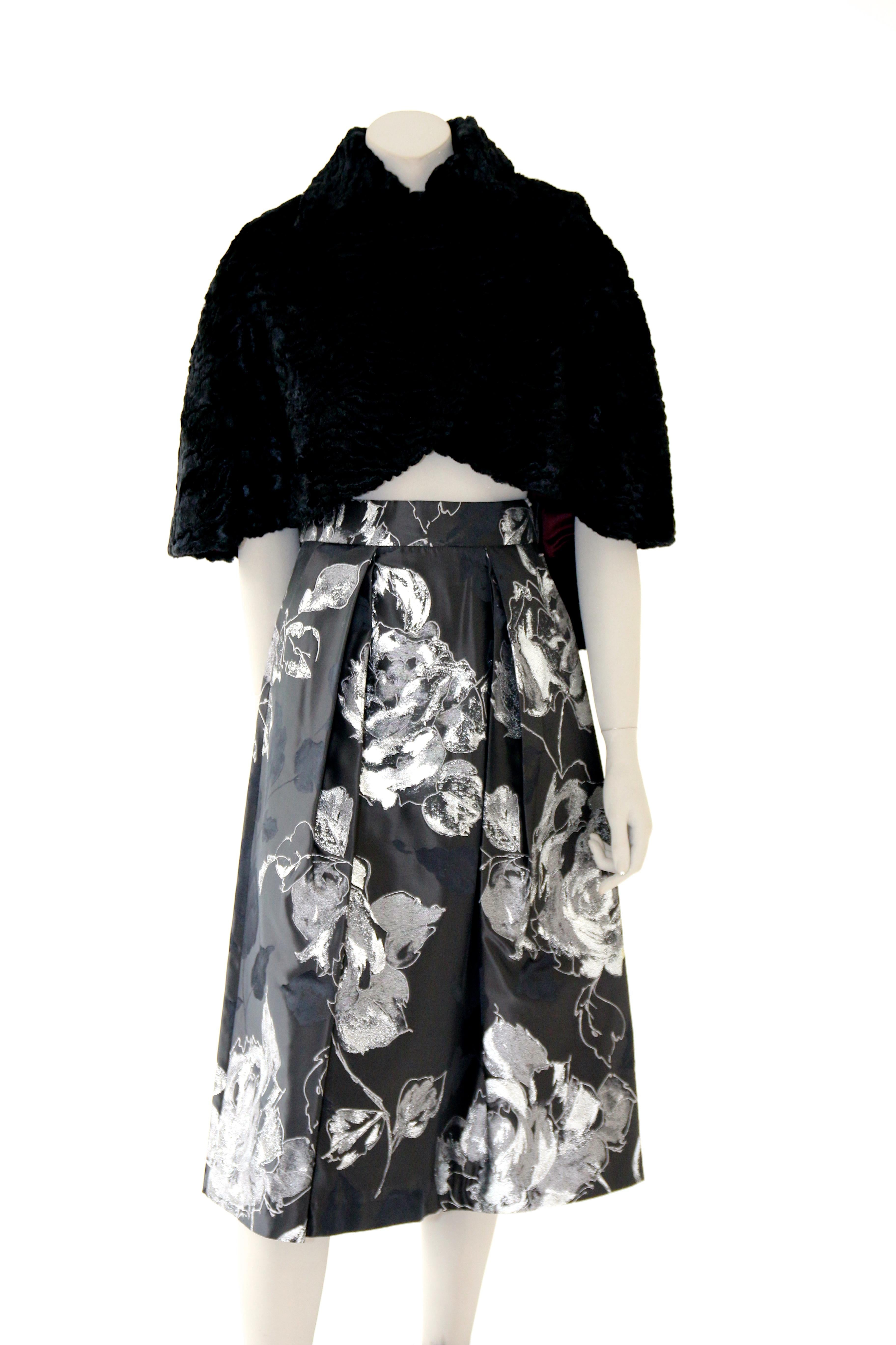 Pelush Black Astrakhan Faux Fur Cape With Tassels - Reversible S/M In New Condition For Sale In Greenwich, CT