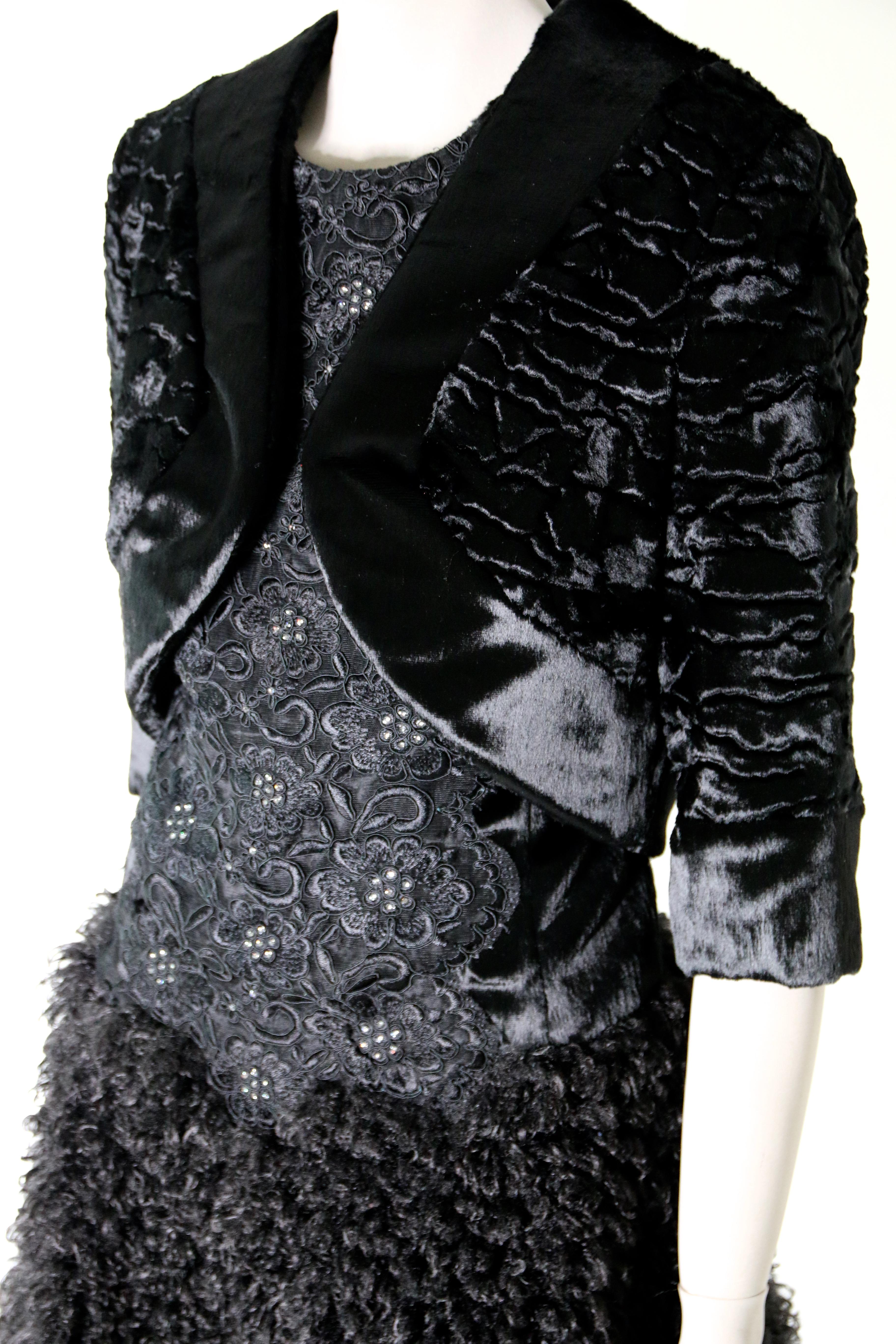 black faux fur bolero jacket