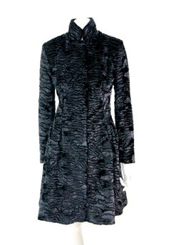 Pelush Black Faux Fur Astrakhan Broadtail Coat - Small  - (1/M - 1/L Available)