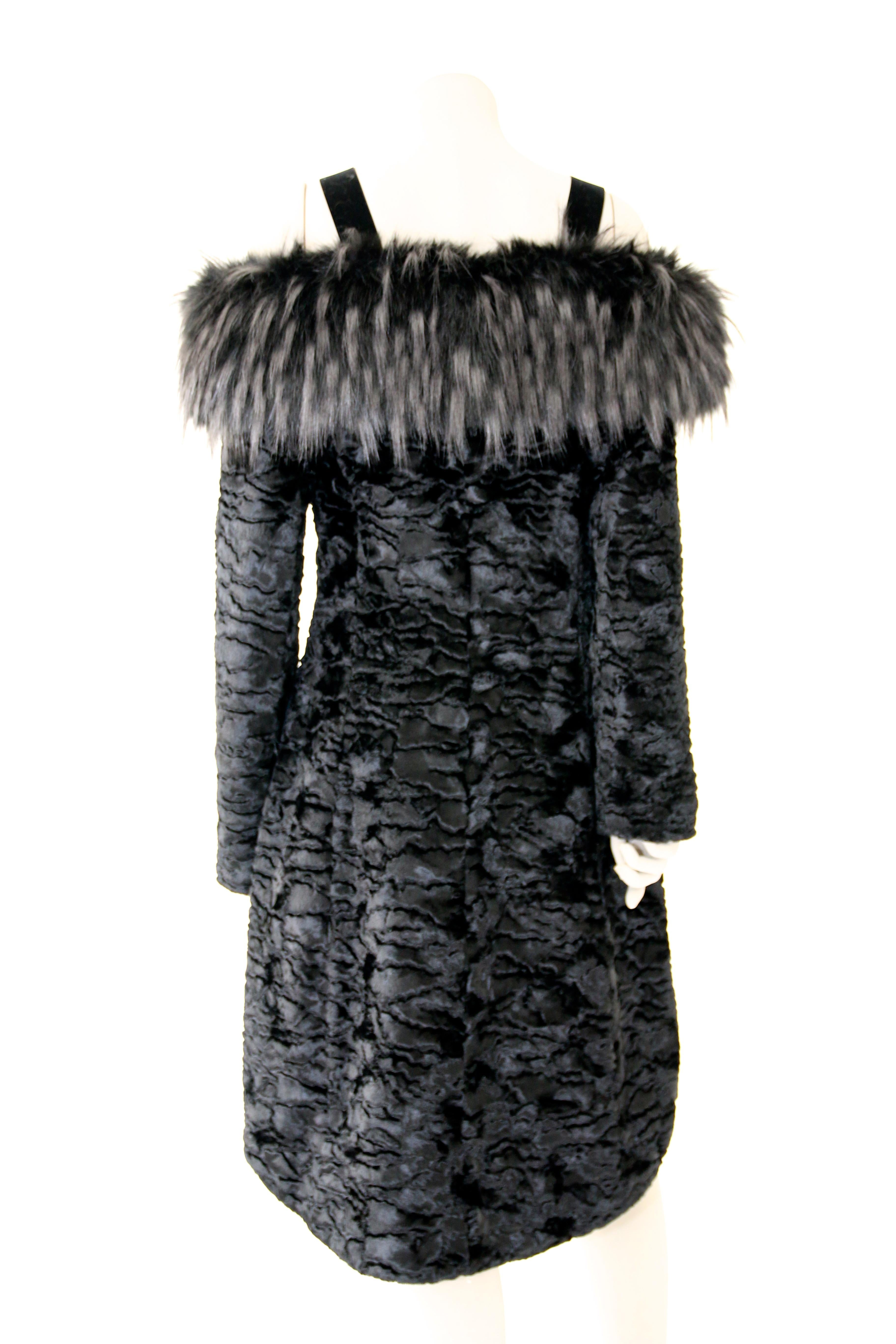 astrakhan faux fur coat