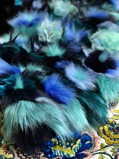 Pelush Black Faux Fur Astrakhan Dress With Three Dimensional Flowers - Small