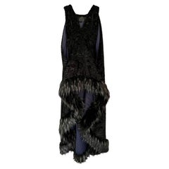 Pelush Black Faux Fur Couture Gown Dress in Faux Broadtail and Faux Fox - XS